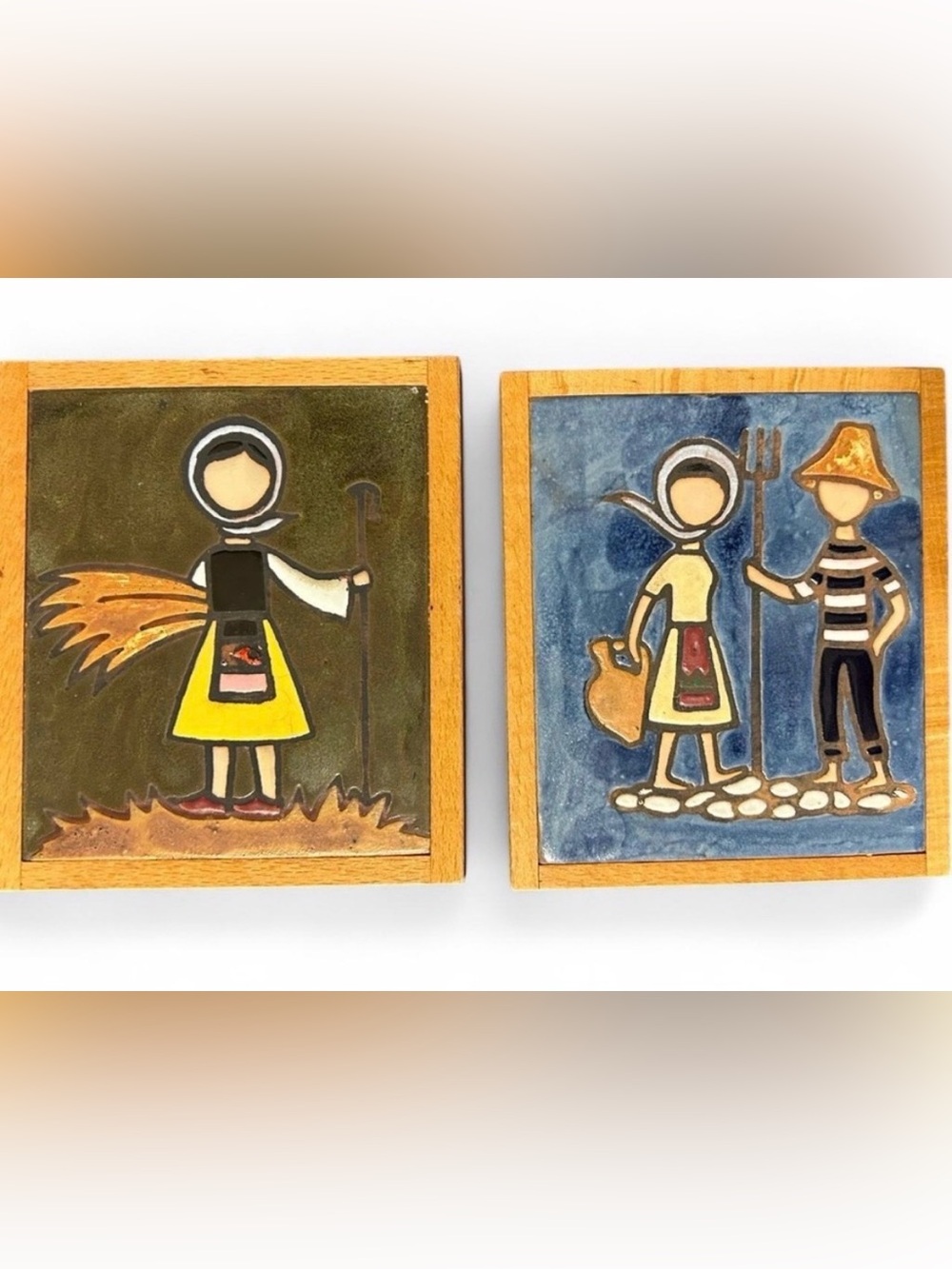 VTG mid-century modern ceramic art tiles By, Helen Michaelides.